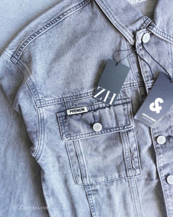جکت جین خاکستری ساده Jack&Jones