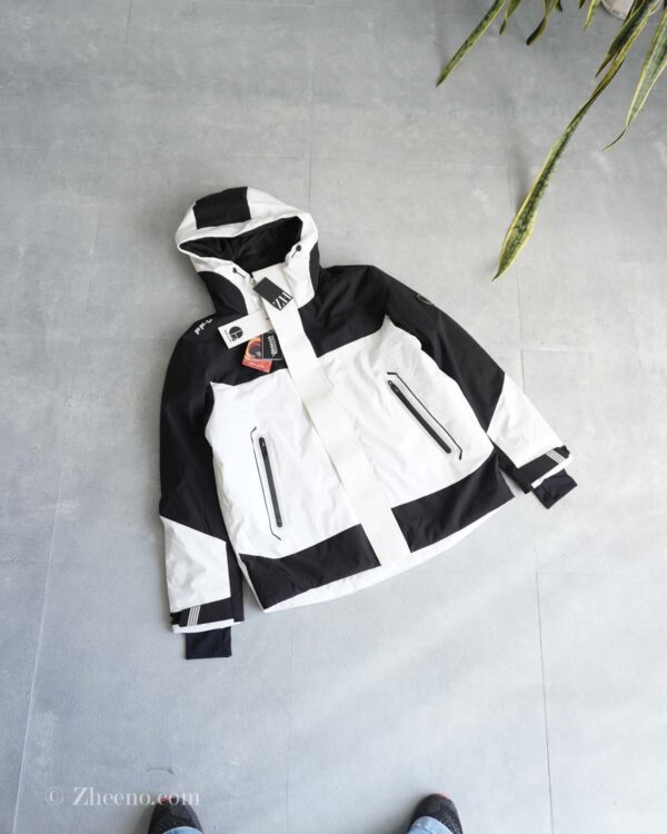 جکت کلاه دار دورنگ سفید مشکی Jack&Jones