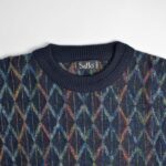 بافت وینتیج سرمه ای طرح لوزی Saffo