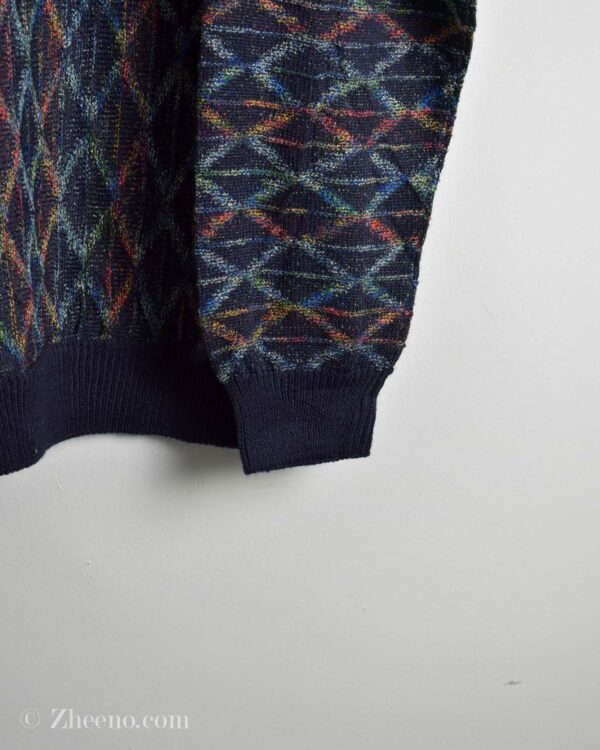 بافت وینتیج سرمه ای طرح لوزی Saffo