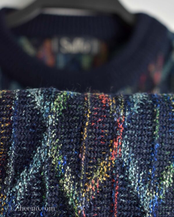 بافت وینتیج سرمه ای طرح لوزی Saffo