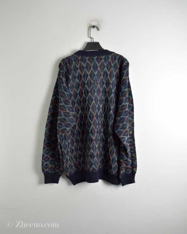 بافت وینتیج سرمه ای طرح لوزی Saffo