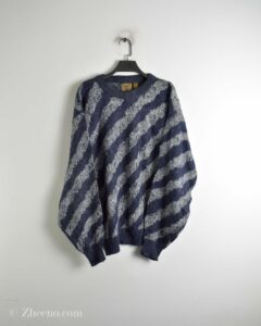 بافت وینتیج سرمه ای طرح دار