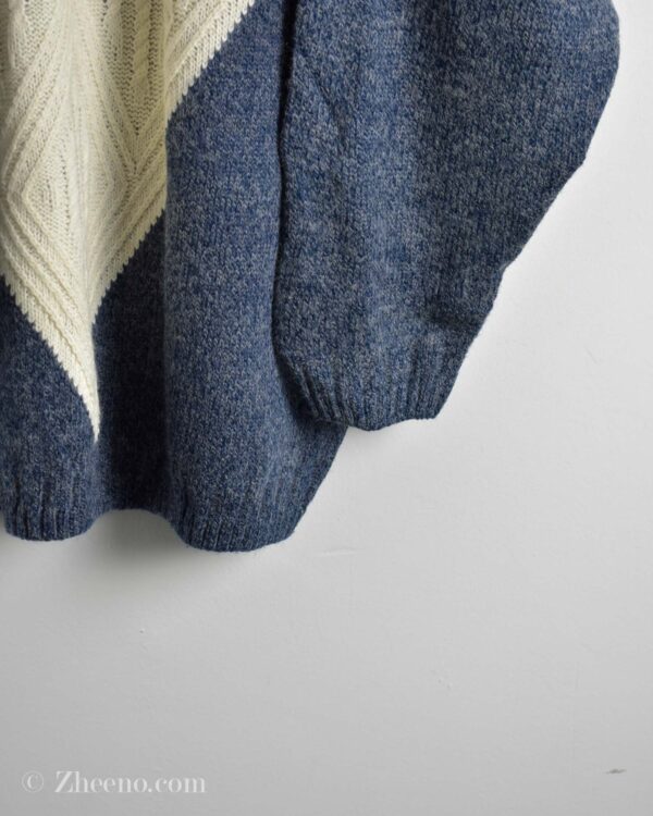 بافت وینتیج زیپ دار آبی سفید