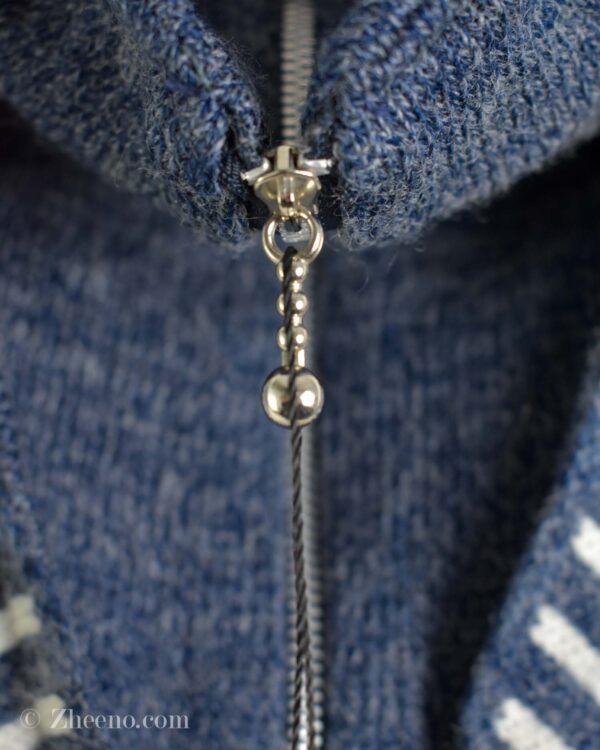 بافت وینتیج زیپ دار آبی سفید