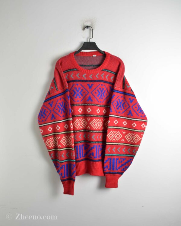 بافت وینتیج قرمز طرح دار