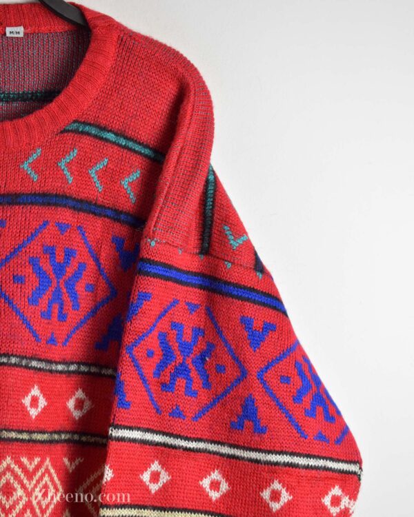 بافت وینتیج قرمز طرح دار