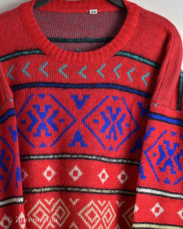 بافت وینتیج قرمز طرح دار