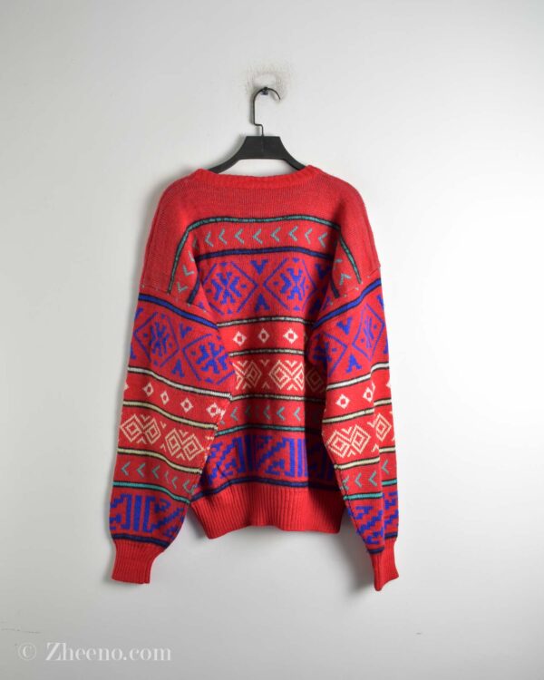 بافت وینتیج قرمز طرح دار