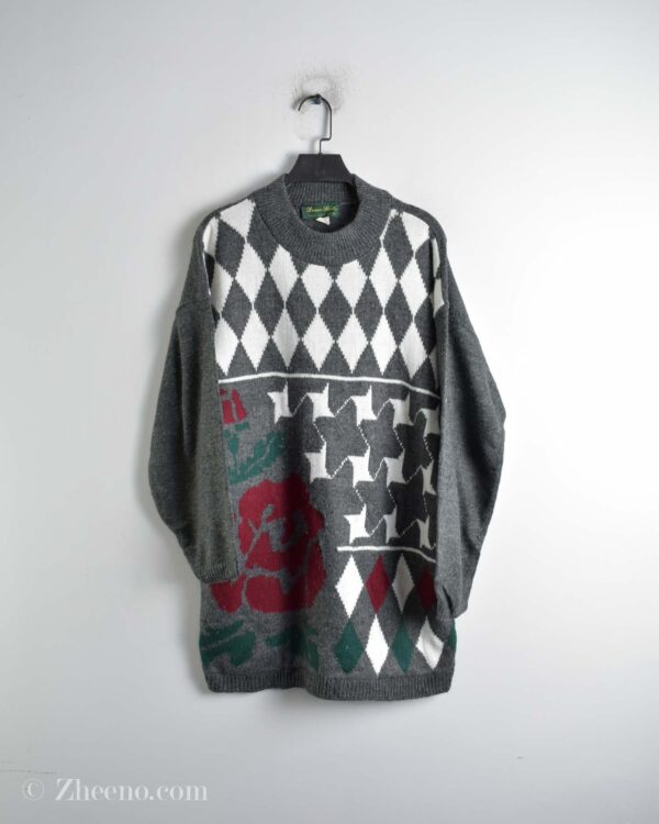 بافت وینتیج طوسی طرح دار Dama Fcott