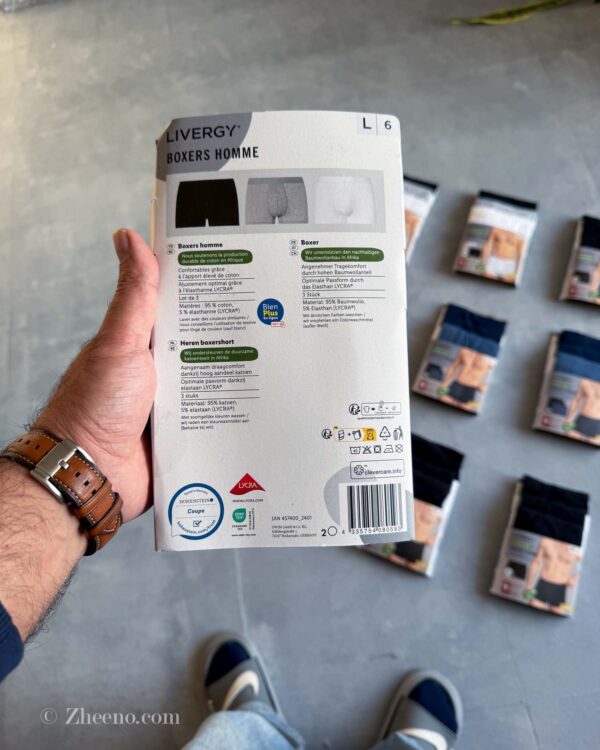 پک سه عددی شورت سفید طوسی مشکی کمر کشی Livergy