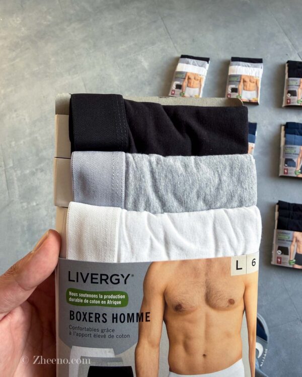 پک سه عددی شورت سفید طوسی مشکی کمر کشی Livergy