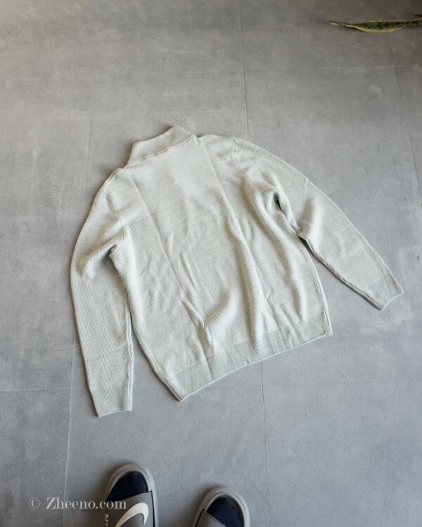 نیم زیپ بافت سبز کمرنگ