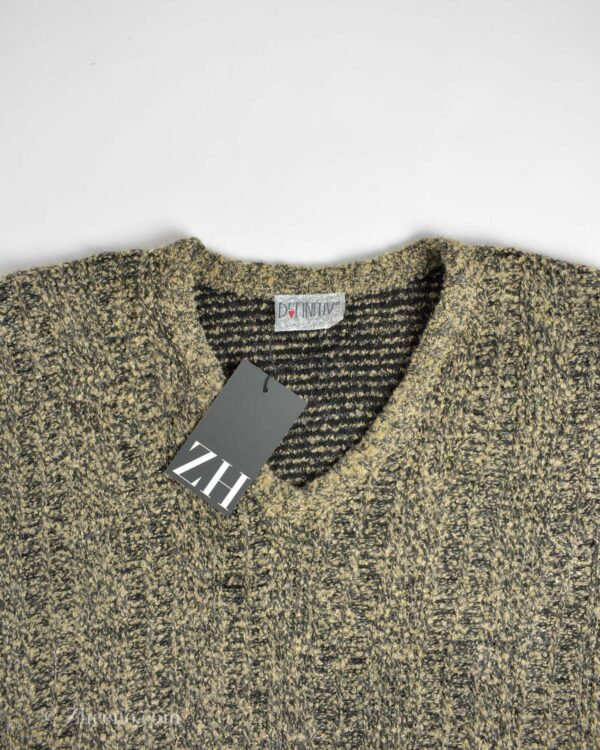 بافت وینتیج یقه هفت کرم مشکی Definitiv