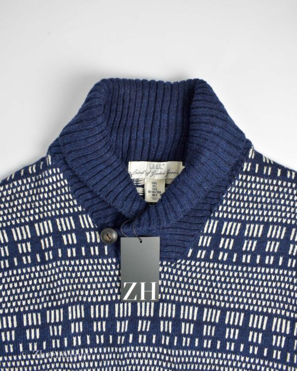 بافت وینتیج یقه دار تک دکمه سرمه ای