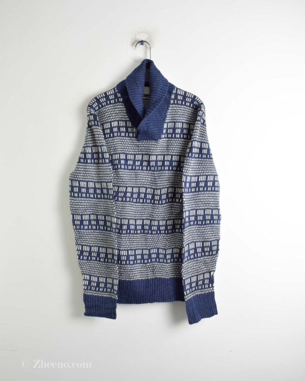 بافت وینتیج یقه دار تک دکمه سرمه ای