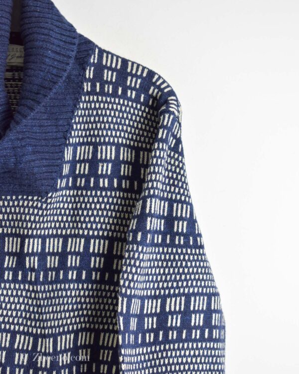 بافت وینتیج یقه دار تک دکمه سرمه ای