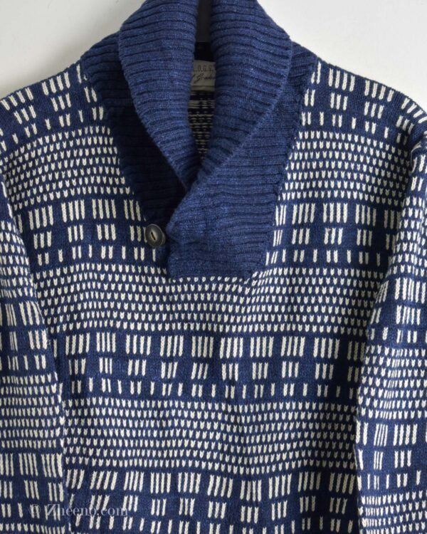 بافت وینتیج یقه دار تک دکمه سرمه ای