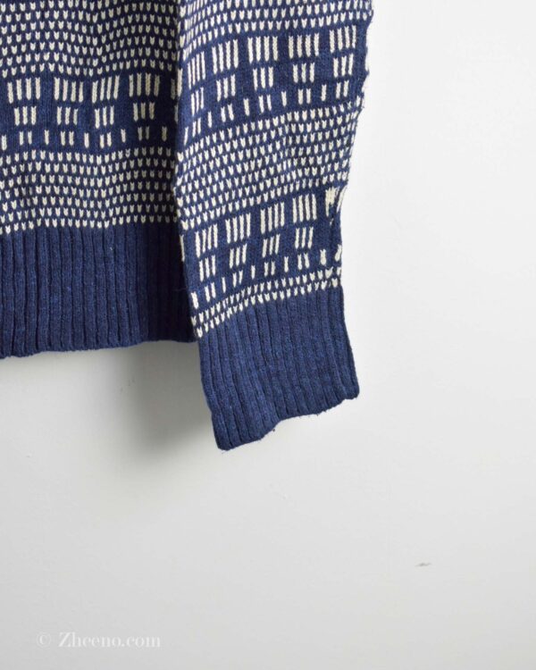 بافت وینتیج یقه دار تک دکمه سرمه ای