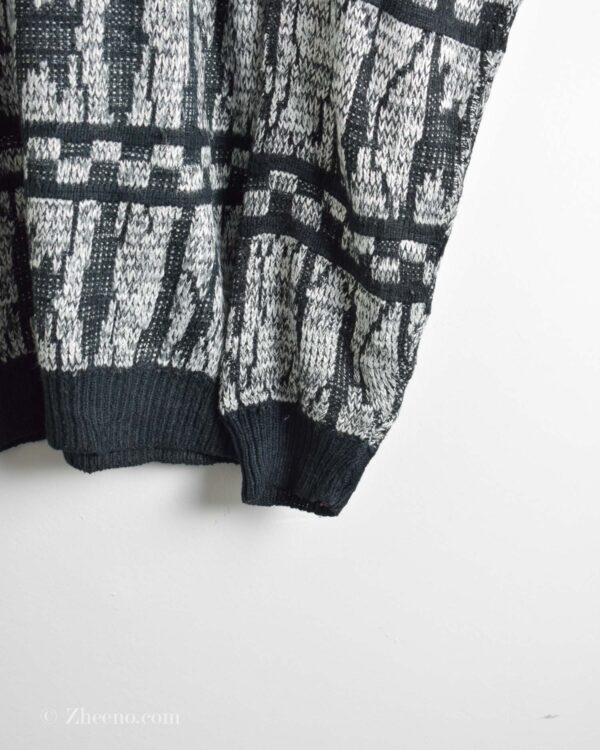 بافت وینتیج طرح دار مشکی سفید