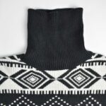 بافت وینتیج یقه اسکی مشکی سفید Paul Jones