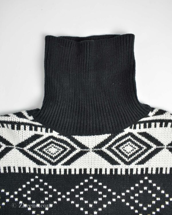 بافت وینتیج یقه اسکی مشکی سفید Paul Jones