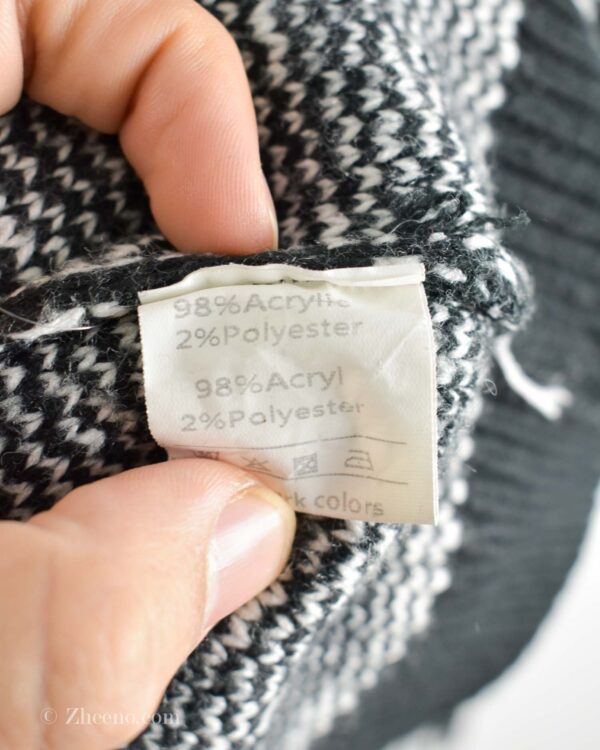 بافت وینتیج یقه اسکی مشکی سفید Paul Jones