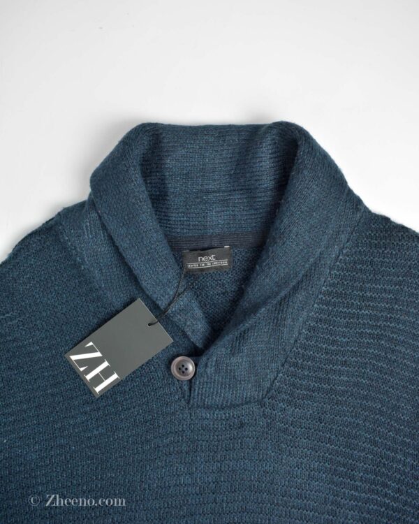 بافت وینتیج یقه دار تک دکمه سرمه ای Next