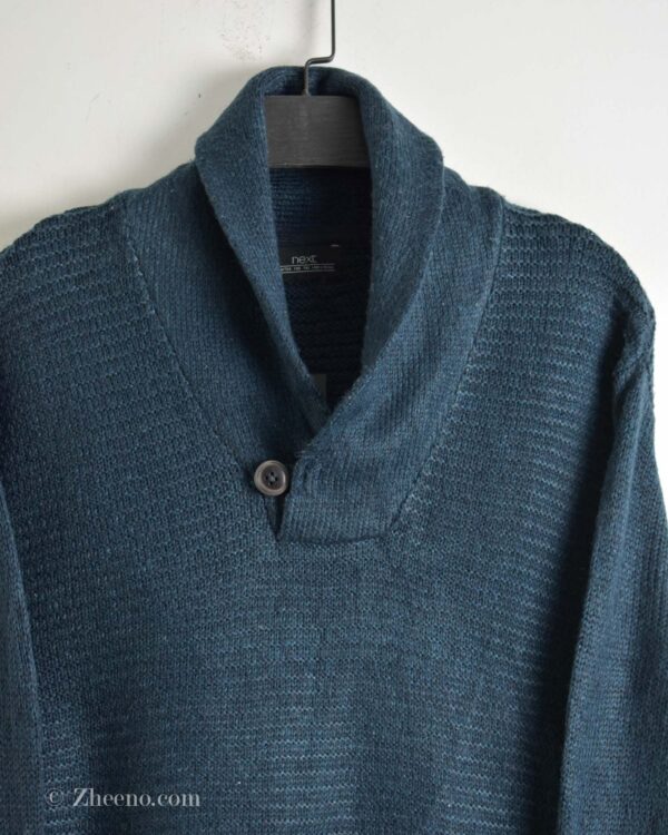 بافت وینتیج یقه دار تک دکمه سرمه ای Next