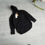 جکت جین کلاه دار مشکی ساده Selected