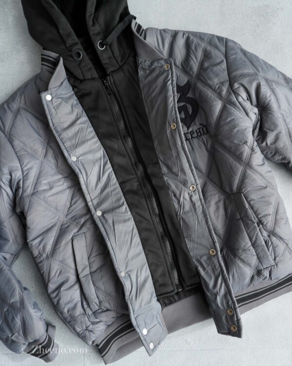 بامبر جکت کلاه دار دودی مشکی