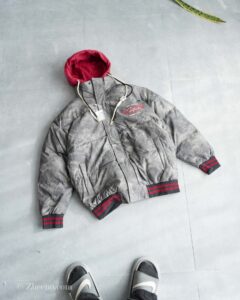 بامبر جکت خاکستری داخل پر کلاه دار EiderDown