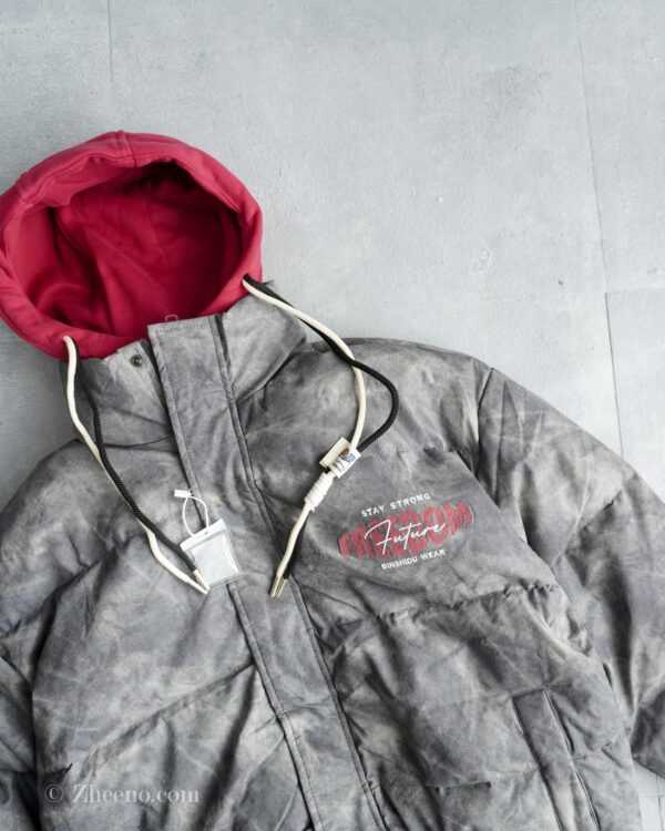 بامبر جکت خاکستری داخل پر کلاه دار EiderDown