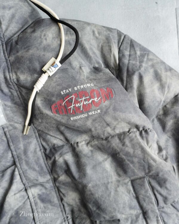 بامبر جکت خاکستری داخل پر کلاه دار EiderDown