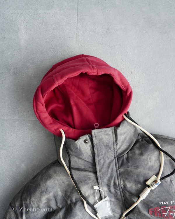 بامبر جکت خاکستری داخل پر کلاه دار EiderDown