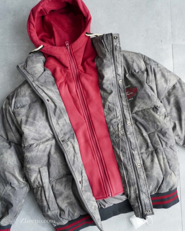 بامبر جکت خاکستری داخل پر کلاه دار EiderDown