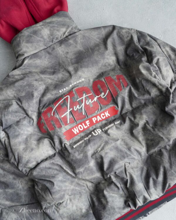 بامبر جکت خاکستری داخل پر کلاه دار EiderDown