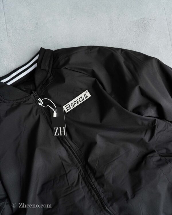 بامبر جکت کلاه دار دورنگ مشکی سبز JTQ