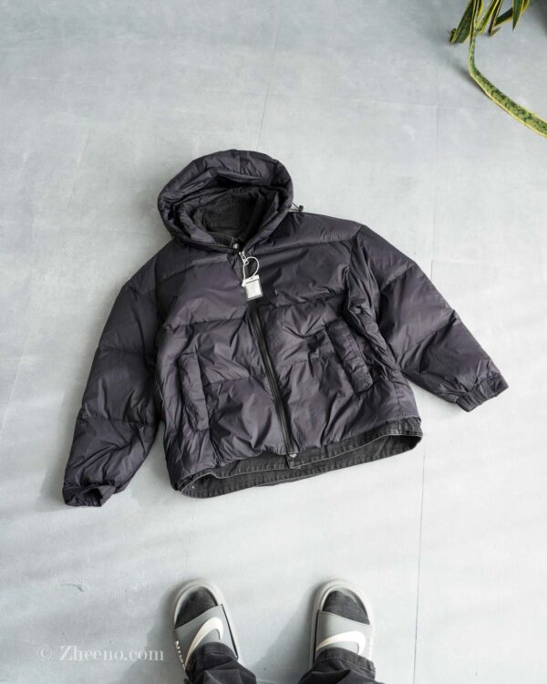 جکت کلاه دار مشکی ساده داخل پر EiderDown