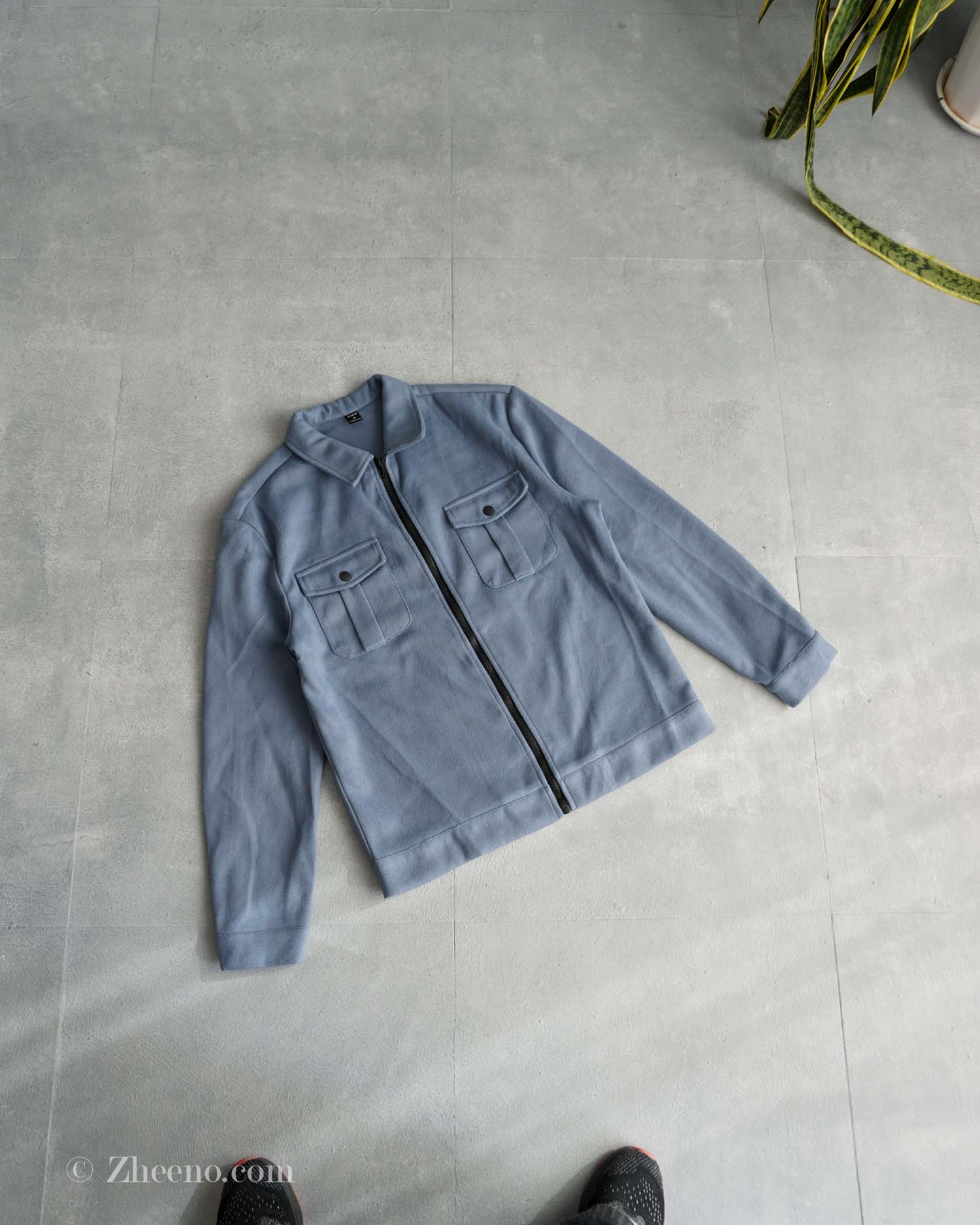 17647766393543970 جکت آبی آسمانی ساده Shein