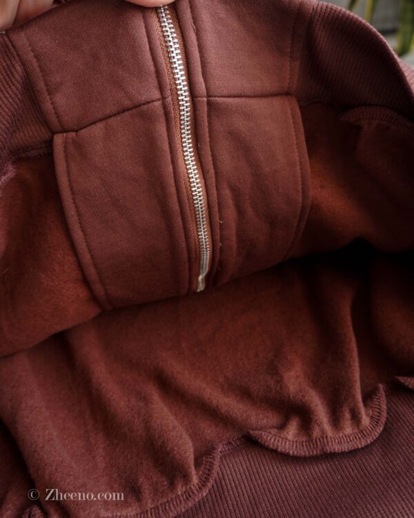 بامبر جکت قهوه ای آستین چرم Shein