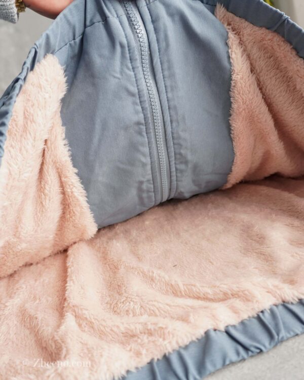 بامبر جکت آبی کلاه دار داخل خز Shein