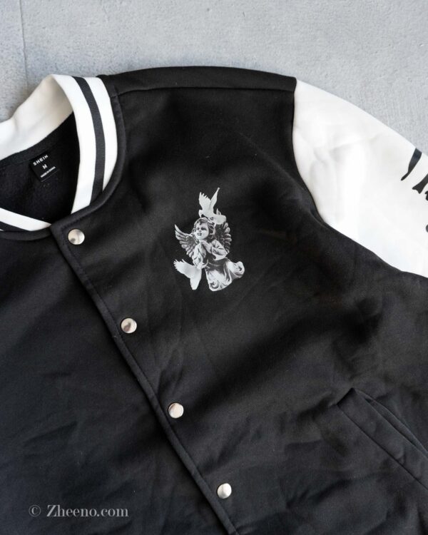 بامبر جکت مشکی آستین سفید Shein