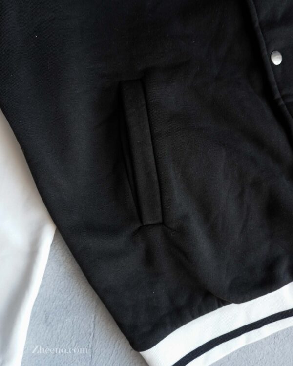 بامبر جکت مشکی آستین سفید Shein