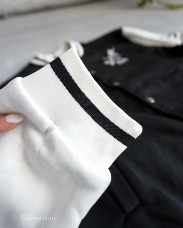 بامبر جکت مشکی آستین سفید Shein