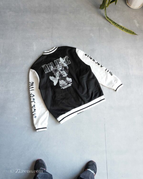 بامبر جکت مشکی آستین سفید Shein