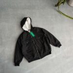 بامبر جکت کلاه دار مشکی Shein