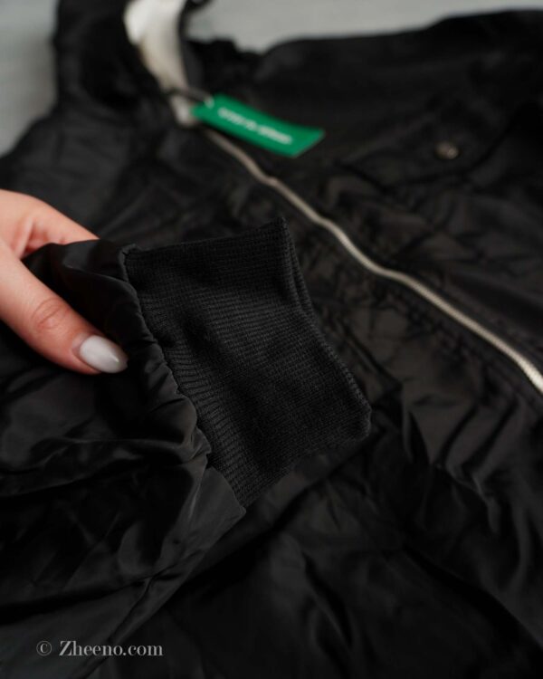 بامبر جکت کلاه دار مشکی Shein