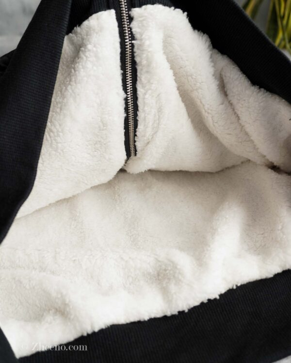 بامبر جکت کلاه دار مشکی Shein