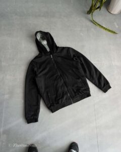 بامبر جکت مشکی کلاه دار داخل خز